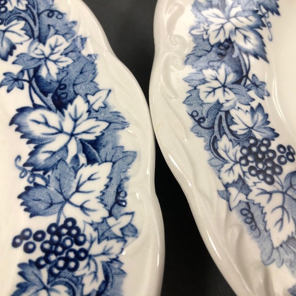 English Staffordshire Sterling Meakin Blue Vine Bread & Butter set of 4 plates - Picture 5 of 12